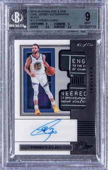 2019-20 Panini One And One #DJA-SCY Stephen Curry Signed Patch Card (#1/1) - BGS MINT 9/BGS 10 